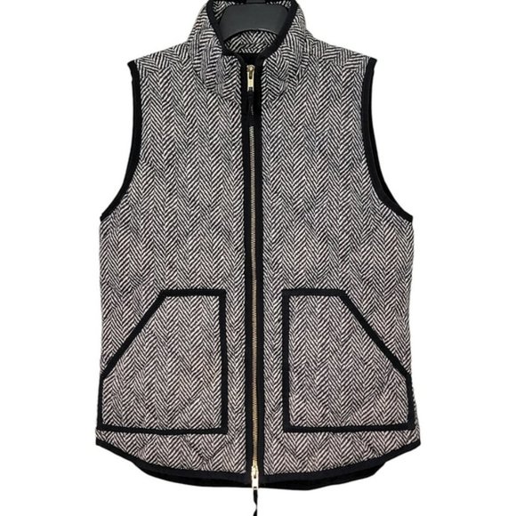 J. CREW Herringbone Down & Waterfowl Feather Blend Quilted Puffer Zip Up Women's - Picture 1 of 11